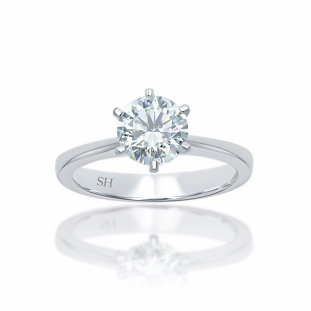 Minimalistic 6-Claw Solitaire Engagement Ring - W0003