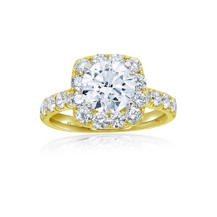 Bold Cushion Shaped Halo & Pavé Set Diamond Band - W0884
