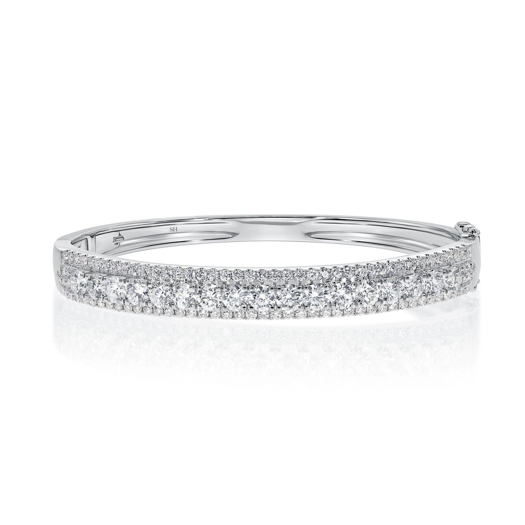 The Magestic Multi Diamond Pave Sides Bangle 6.5mm - W0933
