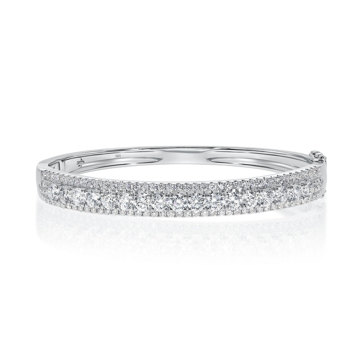 The Magestic Multi Diamond Pave Sides Bangle 6.5mm - W0933