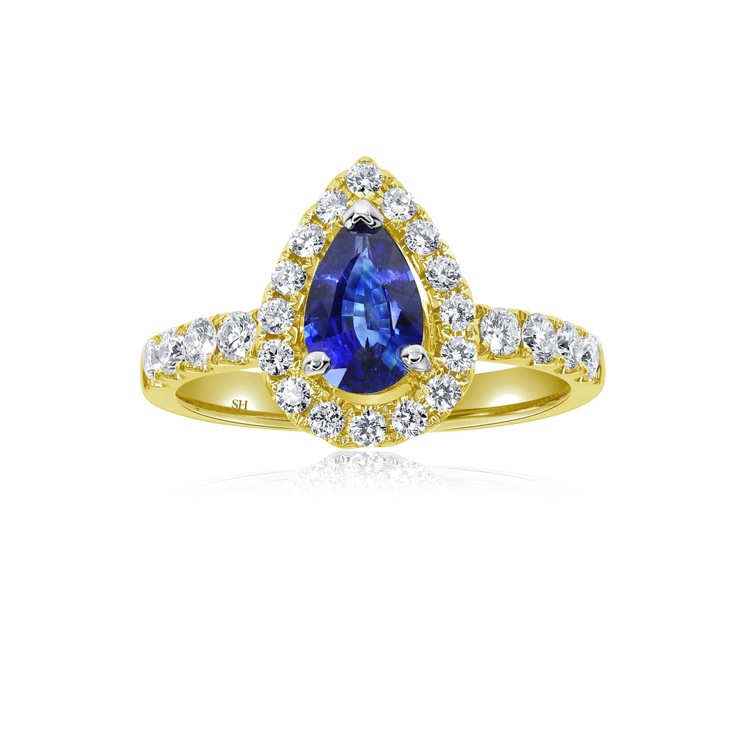Floating Pear Halo Sapphire Ring (0.80Ct) - W0872