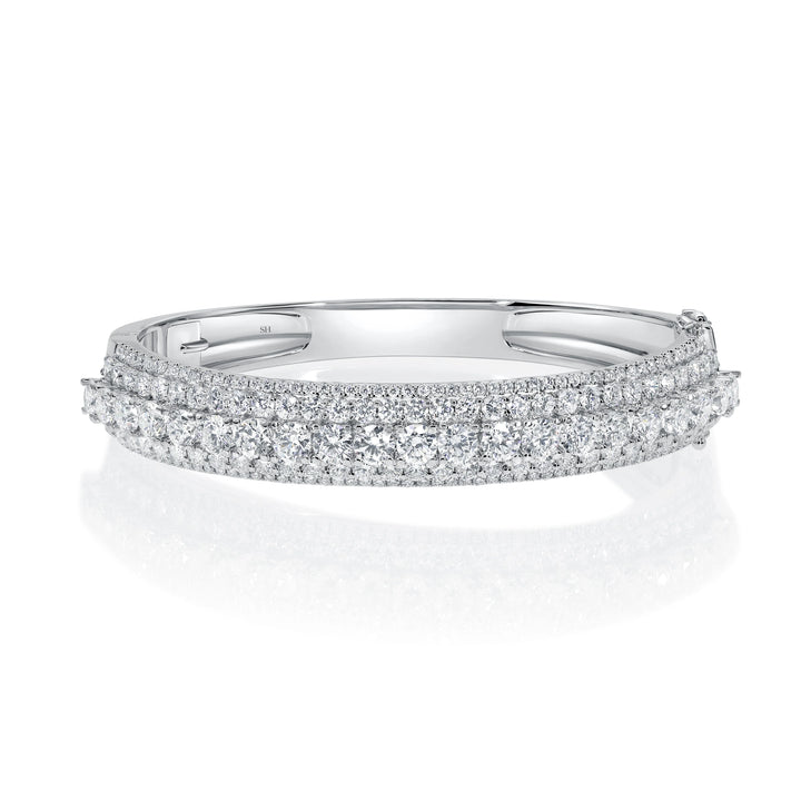 The Majestic Raised Centre Row with Pave Set Sides in 5-Row Diamond Bangle - W0932