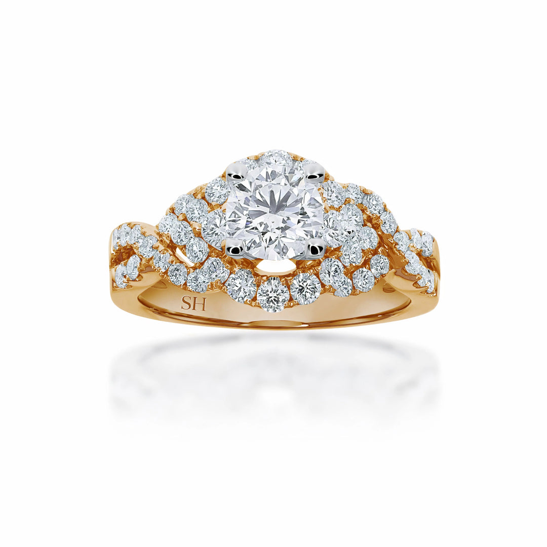 Interweaved modern halo ring - W0348