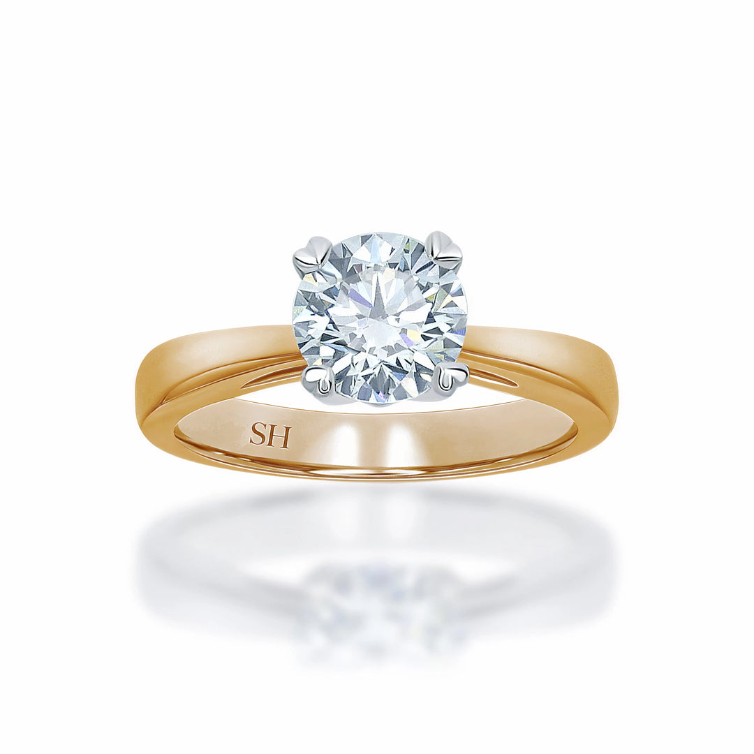 4-Claw solitaire engagement ring with heart shaped prong tips - W0001