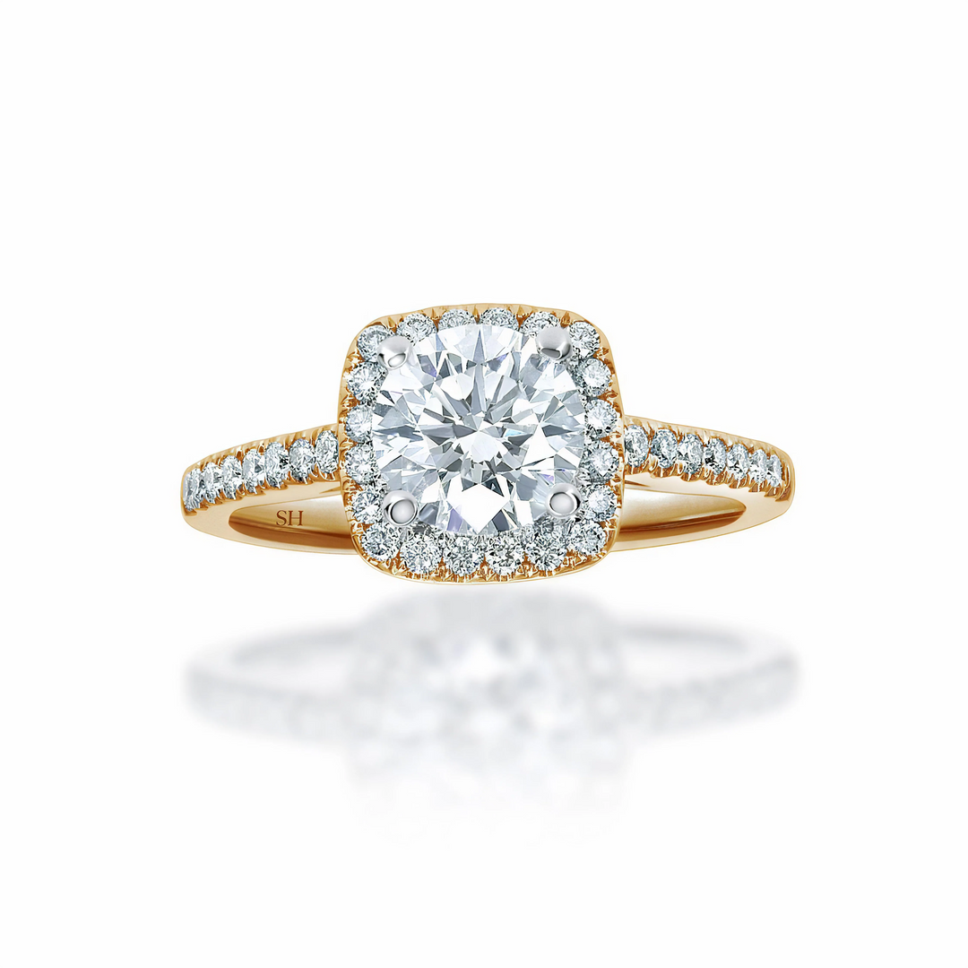 Cushion Shaped with thin halo with slim band - W0322