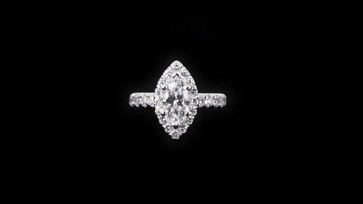 Bold Halo Marquise Engagement Ring with Pavé-Set Band - W0582