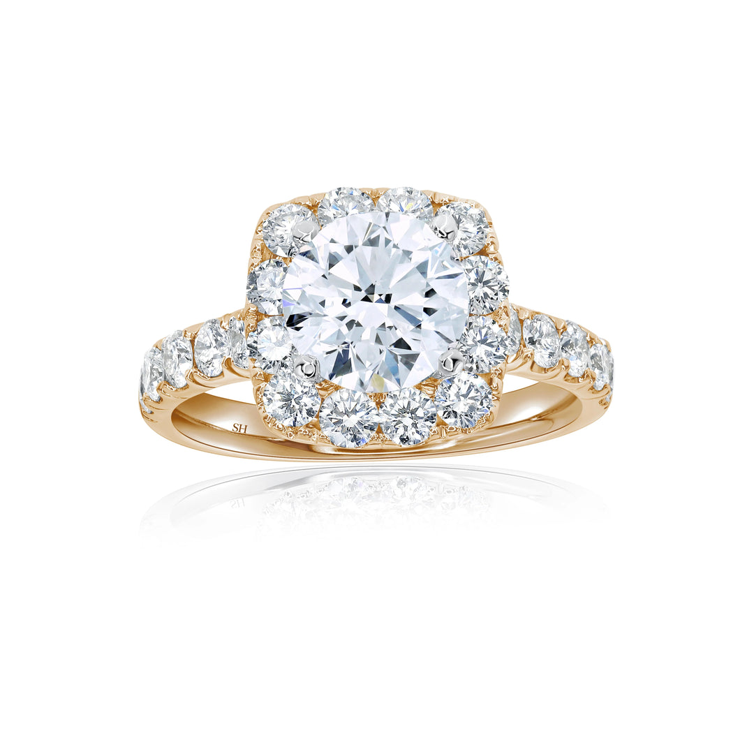 Bold Cushion Shaped Halo & Pavé Set Diamond Band - W0884