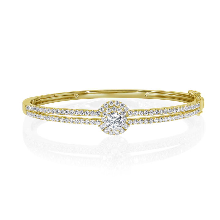 Double Delight Halo Centre in Split Two Row Bangle - W0916