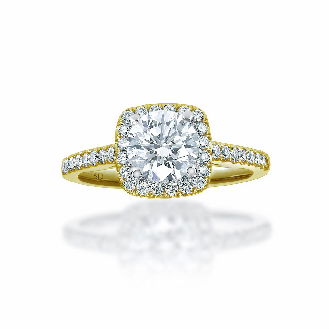 Cushion Shaped with thin halo with slim band - W0322