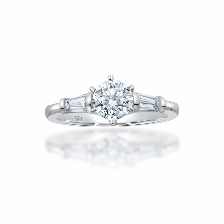 Elegant Round Brilliant Cut and tapered Baguettes - W0328
