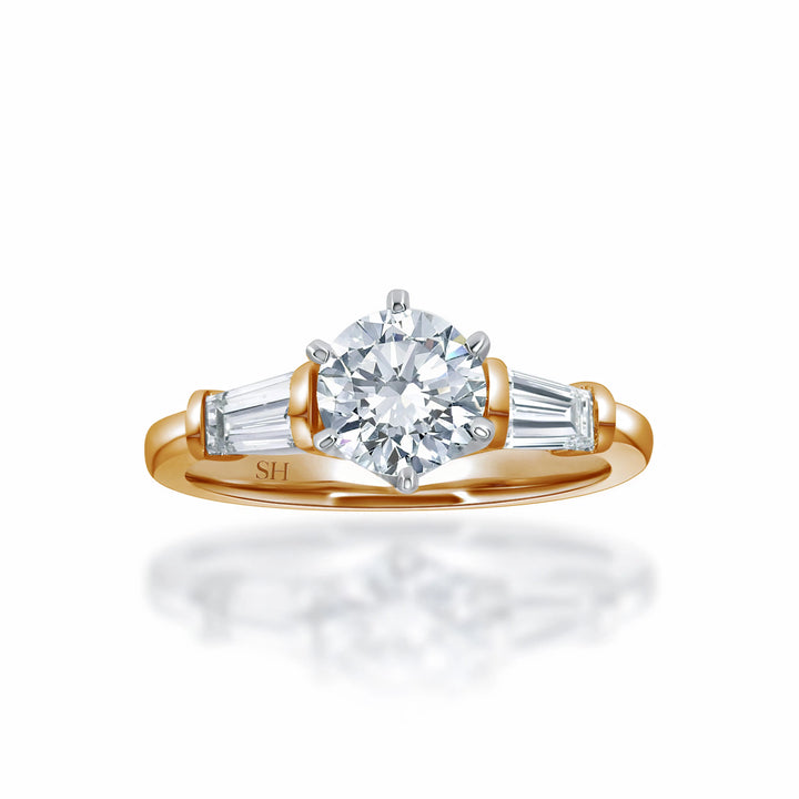 Elegant Round Brilliant Cut and tapered Baguettes - W0328