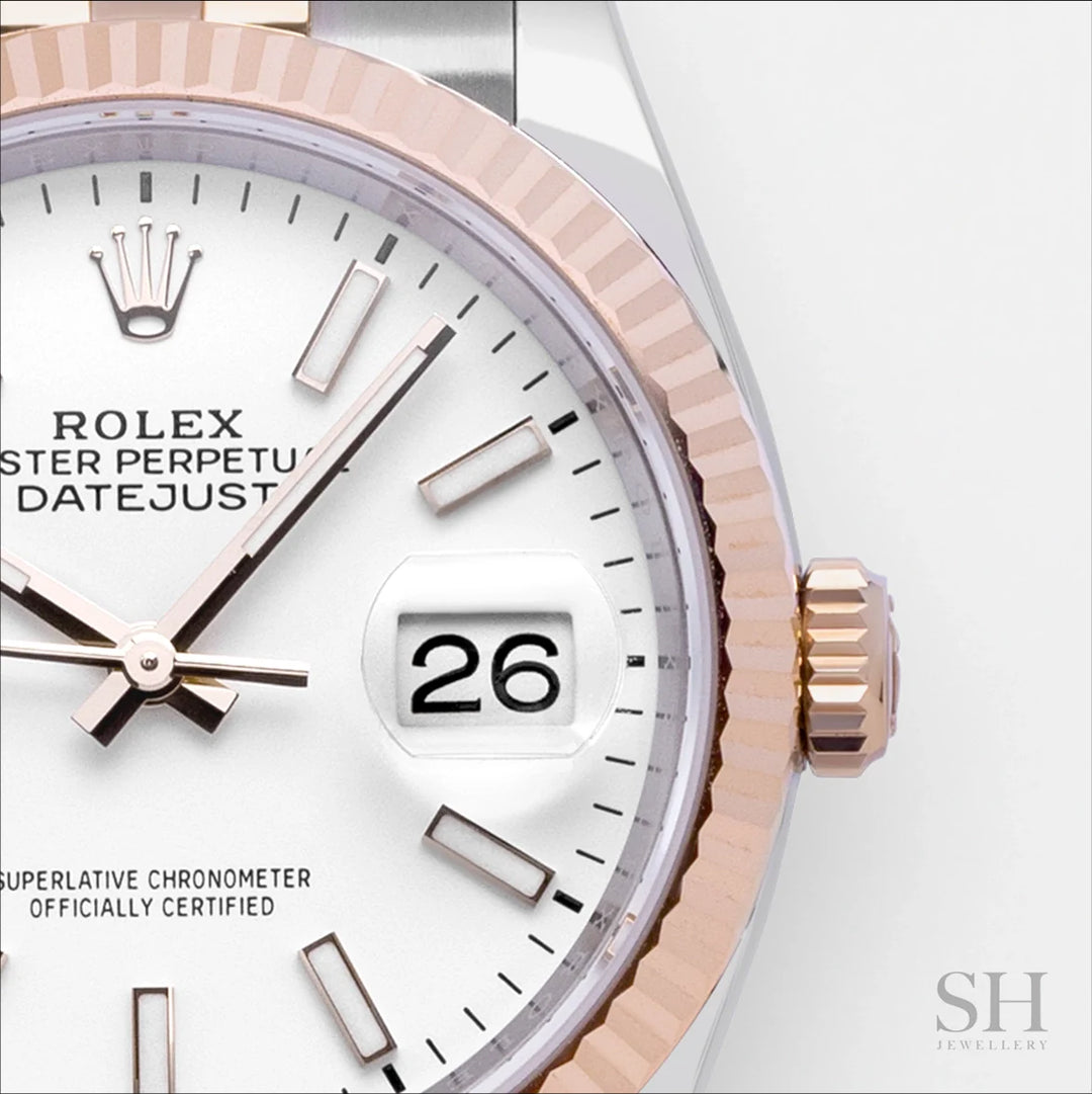 Rolex Datejust36 36mm Steel/RG White Dial Stick Markers 2023 Ref m126231-0033 (#302)