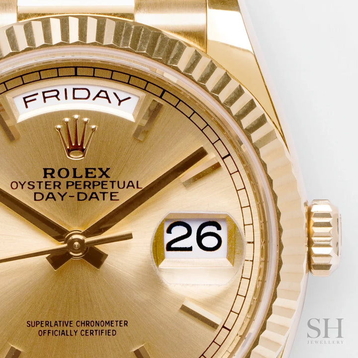 Rolex Day-Date36 36mm YG Champagne Dial Stick Markers 2023 Ref m128238-0045 (#323)