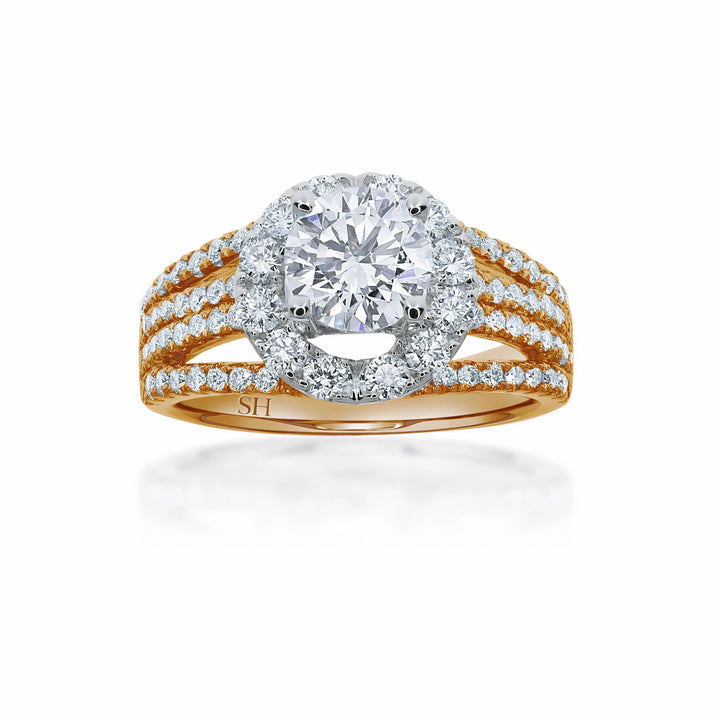 Bright Modern Halo Ring with 4-Bands - W0347