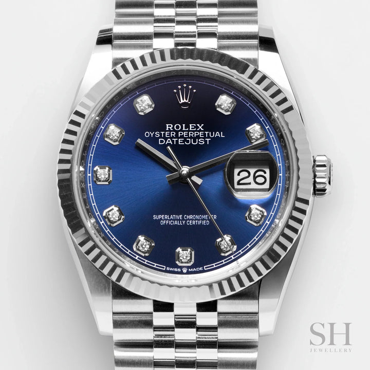 Rolex Datejust36 36mm Steel/WG Blue Dial Diamond Markers 2023 Ref m126234-0037 (#658)