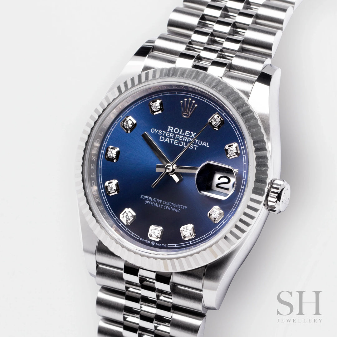 Rolex Datejust36 36mm Steel/WG Blue Dial Diamond Markers 2023 Ref m126234-0037 (#339)