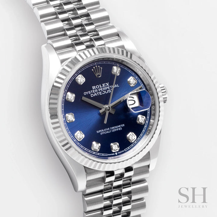 Rolex Datejust36 36mm Steel/WG Blue Dial Diamond Markers 2023 Ref m126234-0037 (#658)