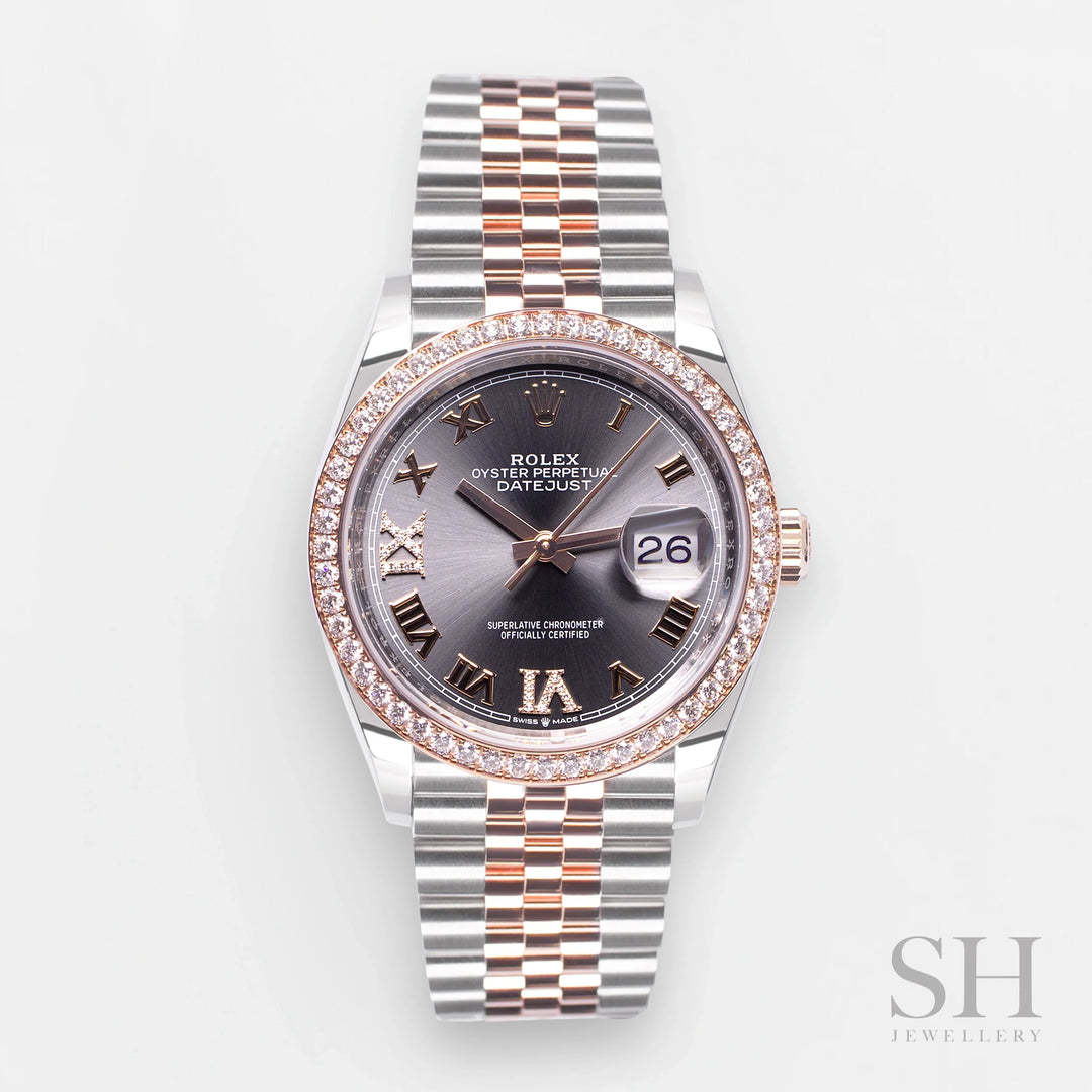 Rolex Datejust36 36mm Steel/RG Slate Dial Numeral Markers 2023 Ref m126281rbr-0011 (#369)