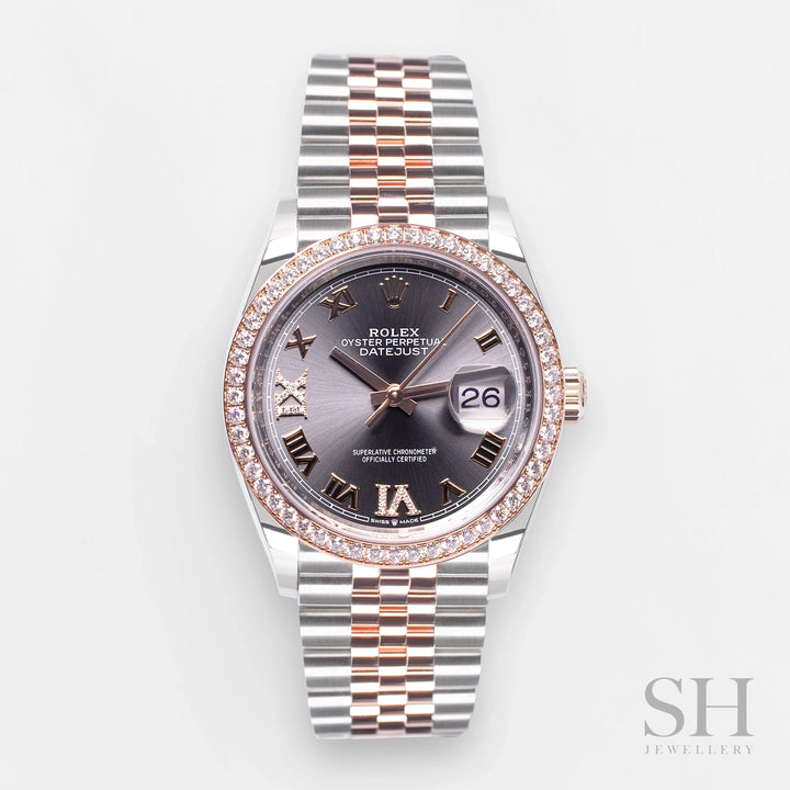 Rolex Datejust36 36mm Steel/RG Slate Dial Numeral Markers 2023 Ref m126281rbr-0011 (#369)