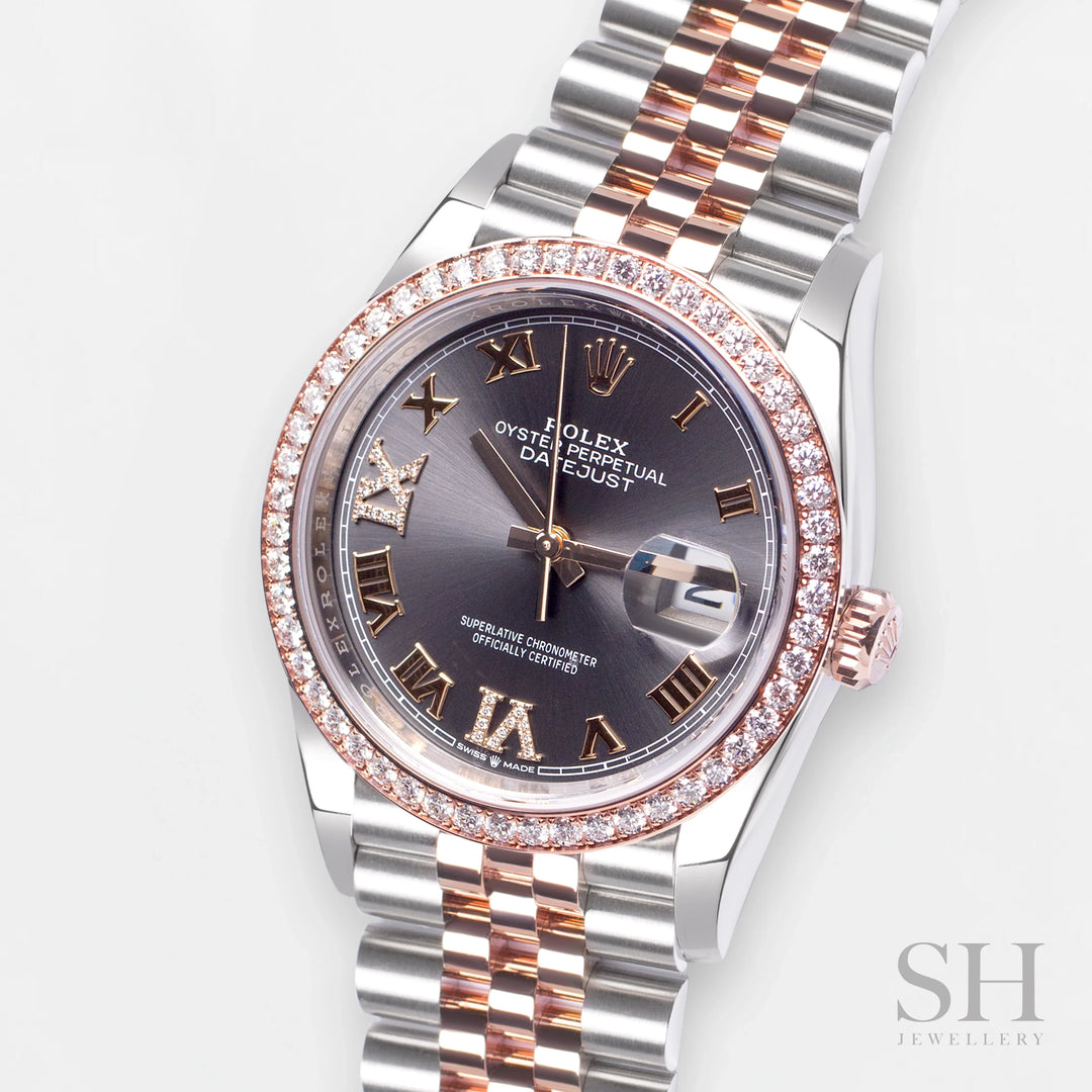 Rolex Datejust36 36mm Steel/RG Slate Dial Numeral Markers 2023 Ref m126281rbr-0011 (#369)