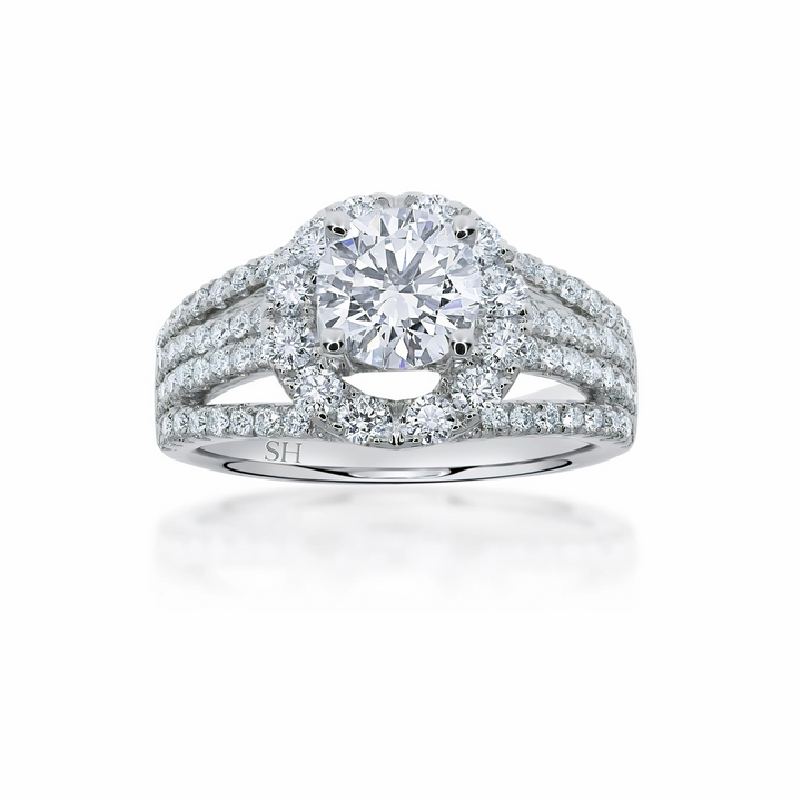 Bright Modern Halo Ring with 4-Bands - W0347