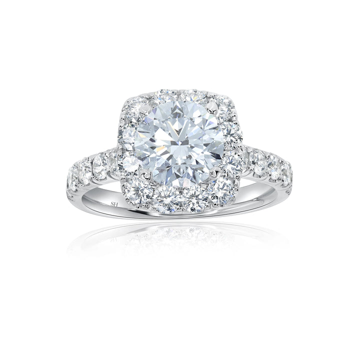 Bold Cushion Shaped Halo & Pavé Set Diamond Band - W0884