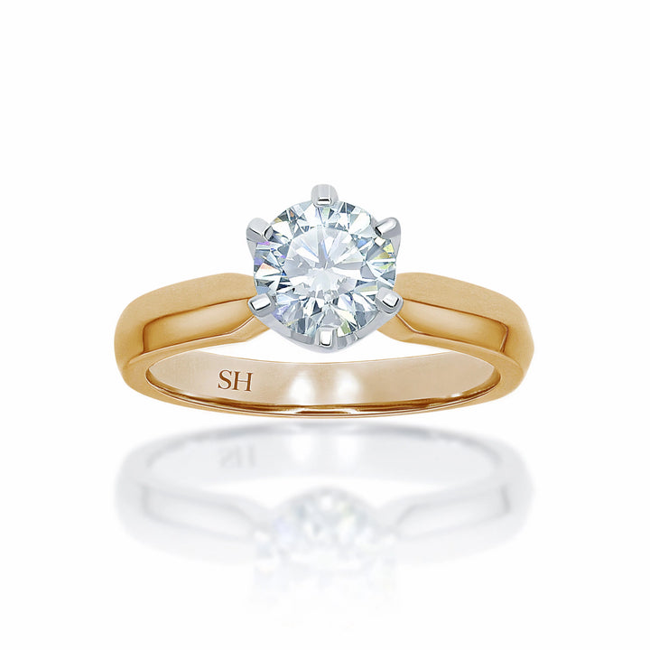 Modern 6-Claw Solitaire Engagement Ring with Knife Edge Band - W0002