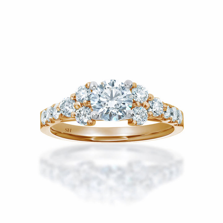 Elegant engagement ring with twin stone shoulders - W0320
