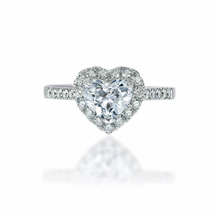 Heavenly Heart Shaped diamond halo ring - W0325