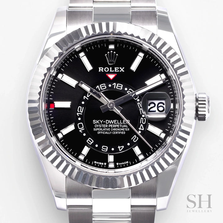 Rolex Sky-Dweller 42mm Steel/WG Black Dial Stick Markers 2023 Ref m336934-0007 (#414)