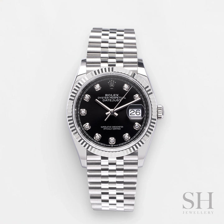 Rolex Datejust36 36mm Steel/WG Black Dial Diamond Markers 2024 Ref m126234-0027 (#723)