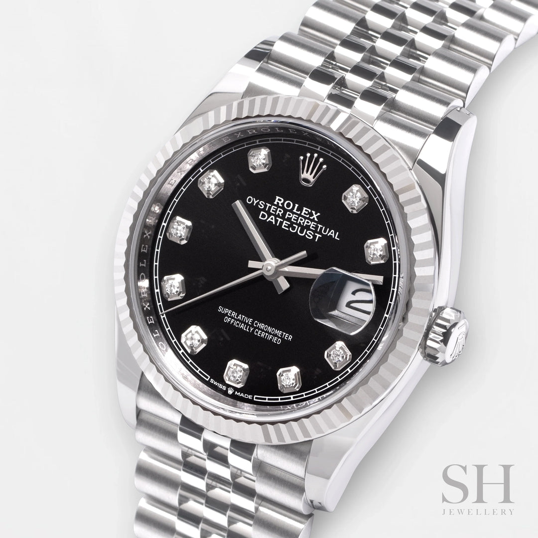 Rolex Datejust36 36mm Steel/WG Black Dial Diamond Markers 2024 Ref m126234-0027 (#723)
