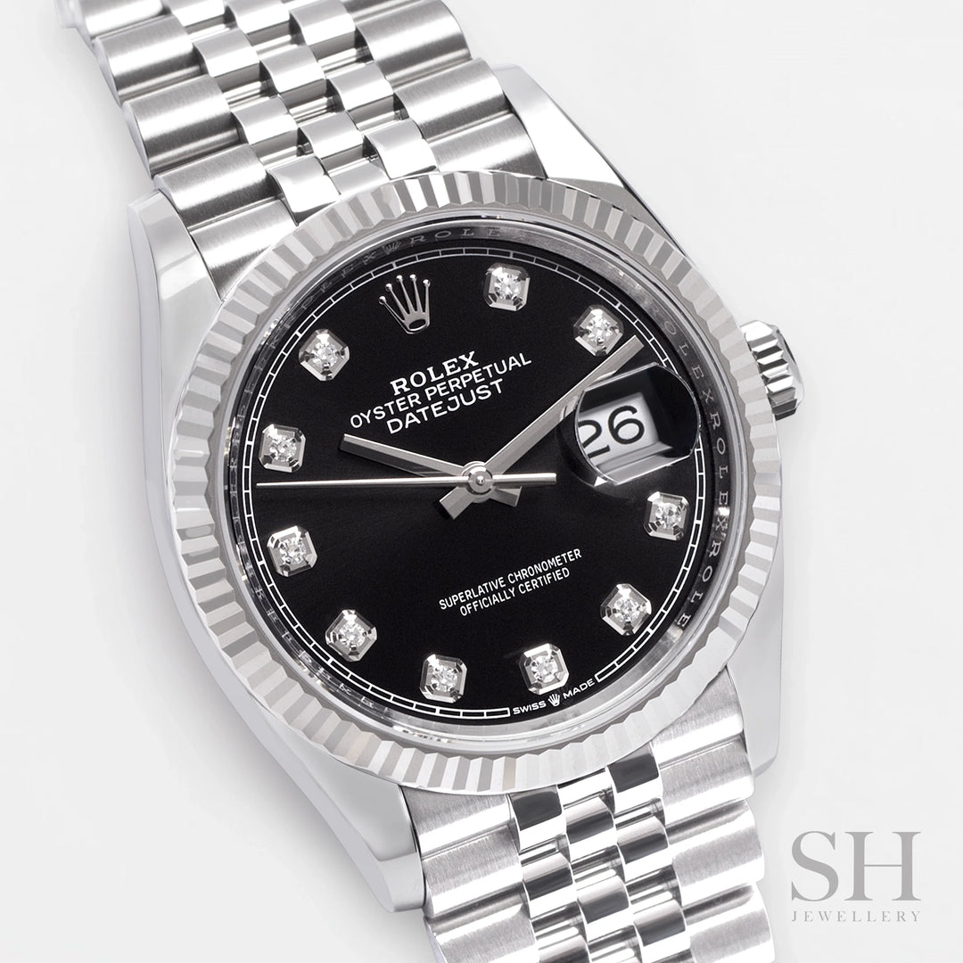 Rolex Datejust36 36mm Steel/WG Black Dial Diamond Markers 2024 Ref m126234-0027 (#723)