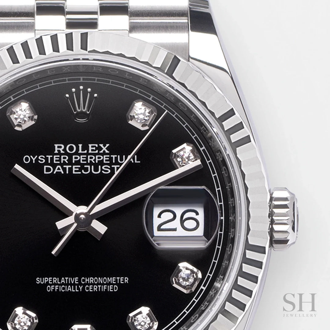 Rolex Datejust36 36mm Steel/WG Black Dial Diamond Markers 2023 Ref m126234-0027 (#383)