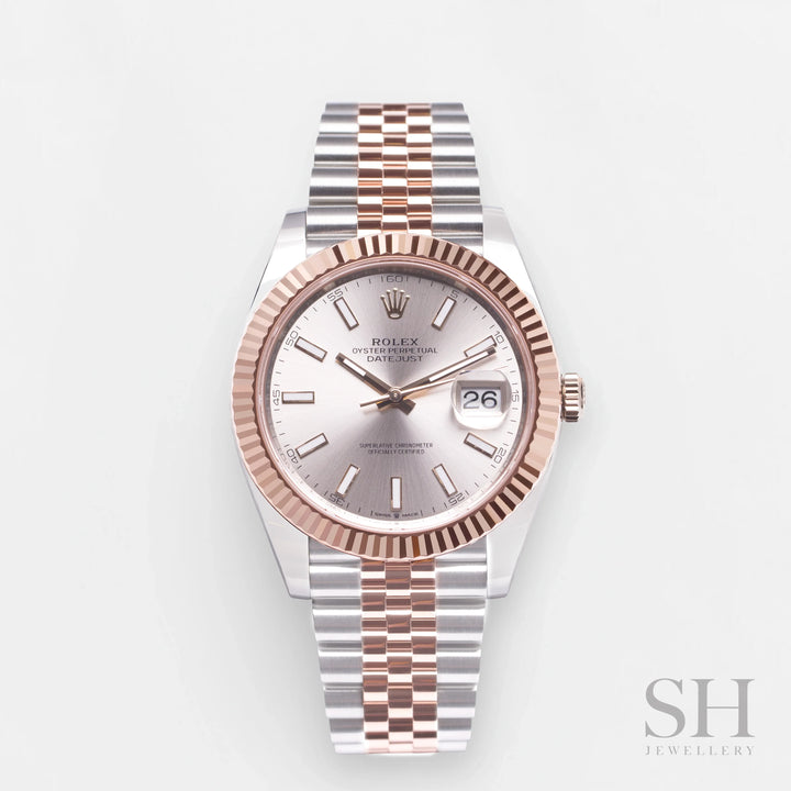 Rolex Datejust41 41mm Steel/RG Sundust Dial Stick Markers 2024 Ref m126331-0010 (#654)