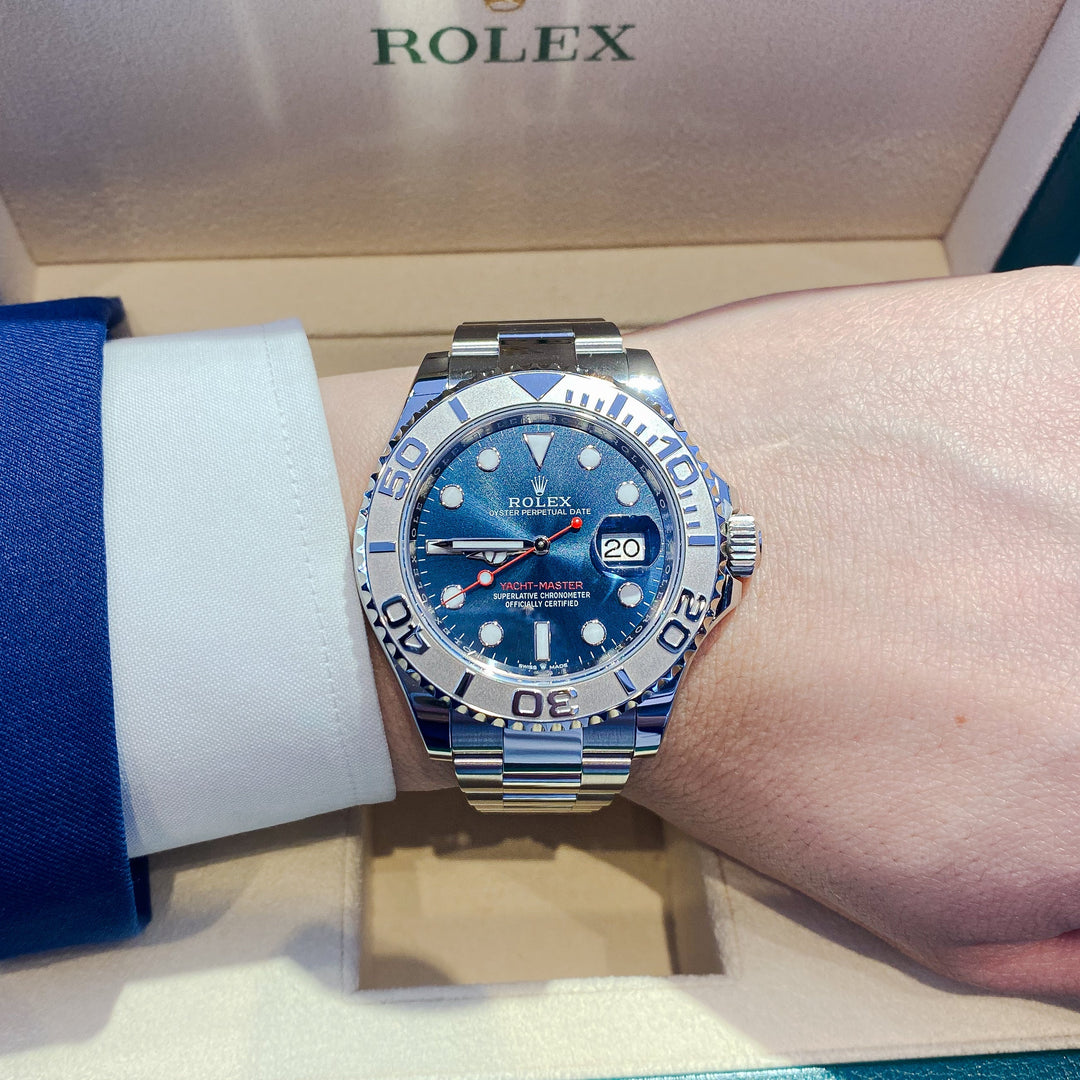 Rolex Yacht-Master40 40mm Steel/Plat Blue Dial Button Markers 2024 Ref m126622-0002 (#873)