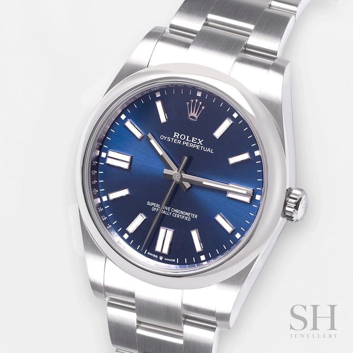 Rolex Oyster Perpetual41 41mm Steel Blue Dial Stick Markers 2024 Ref m124300-0003 (#726)