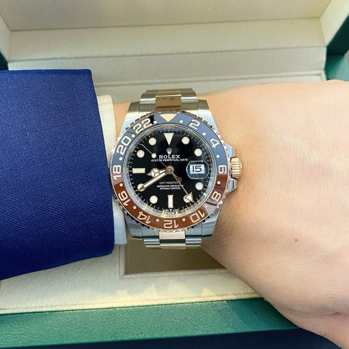 Rolex GMT-Master II 40mm 'Root Beer' Steel/RG Black Dial Button Markers 2024 Ref m126711chnr-0002 (#694)