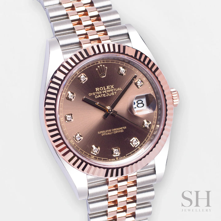 Rolex Datejust41 41mm Steel/RG Chocolate Dial Diamond Markers 2023 Ref m126331-0004 (#354)