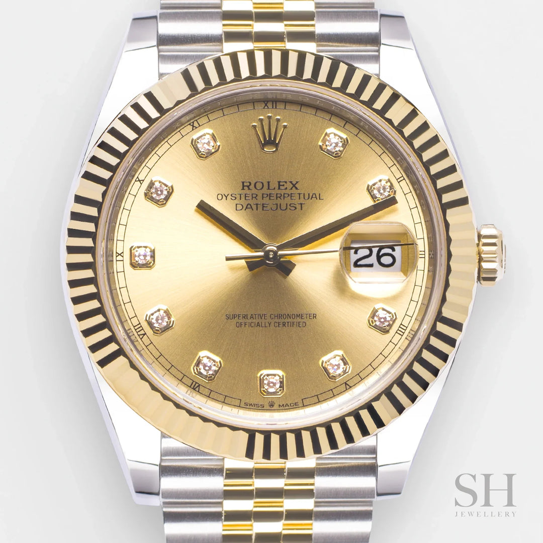 Rolex Datejust41 41mm Steel/YG Champagne Dial Diamond Markers 2024 Ref m126333-0012 (#703)