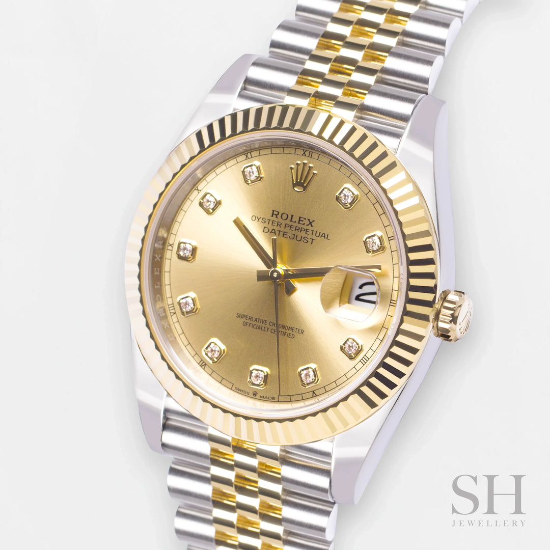 Rolex Datejust41 41mm Steel/YG Champagne Dial Diamond Markers 2024 Ref m126333-0012 (#733)