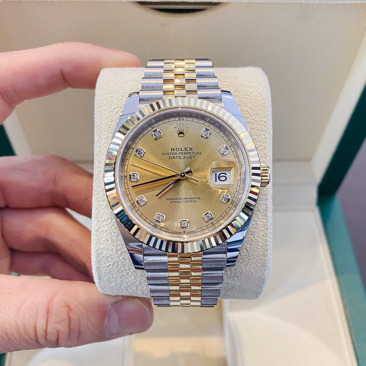 Rolex Datejust41 41mm Steel/YG Champagne Dial Diamond Markers 2025 Ref m126333-0012 (#874)