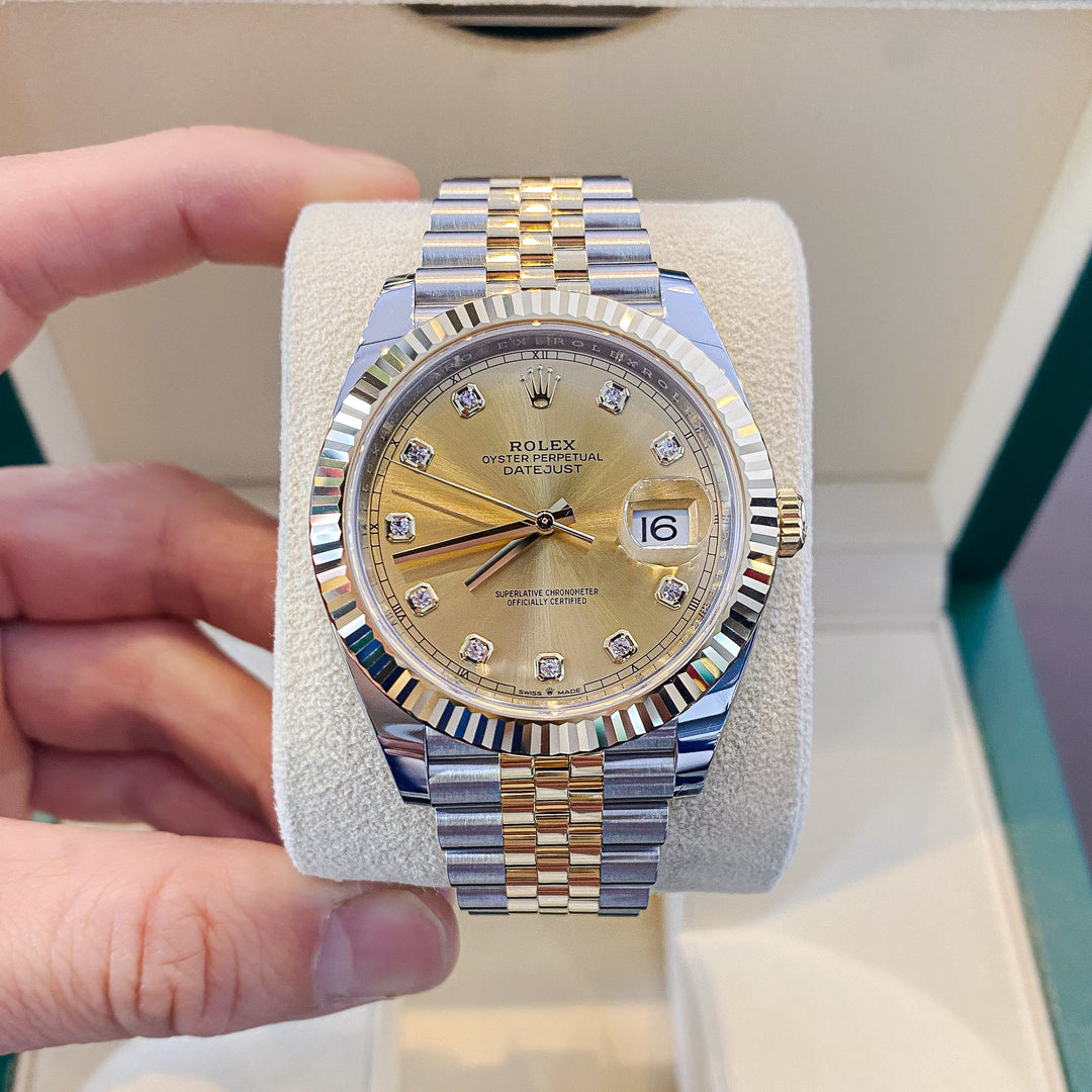 Rolex Datejust41 41mm Steel/YG Champagne Dial Diamond Markers 2023 Ref m126333-0012 (#510)