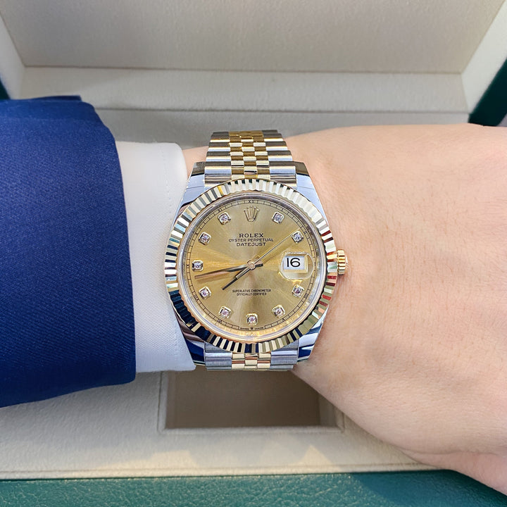 Rolex Datejust41 41mm Steel/YG Champagne Dial Diamond Markers 2025 Ref m126333-0012 (#874)