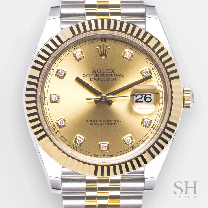 Rolex Datejust41 41mm Steel/YG Champagne Dial Diamond Markers 2023 Ref m126333-0012 (#428)