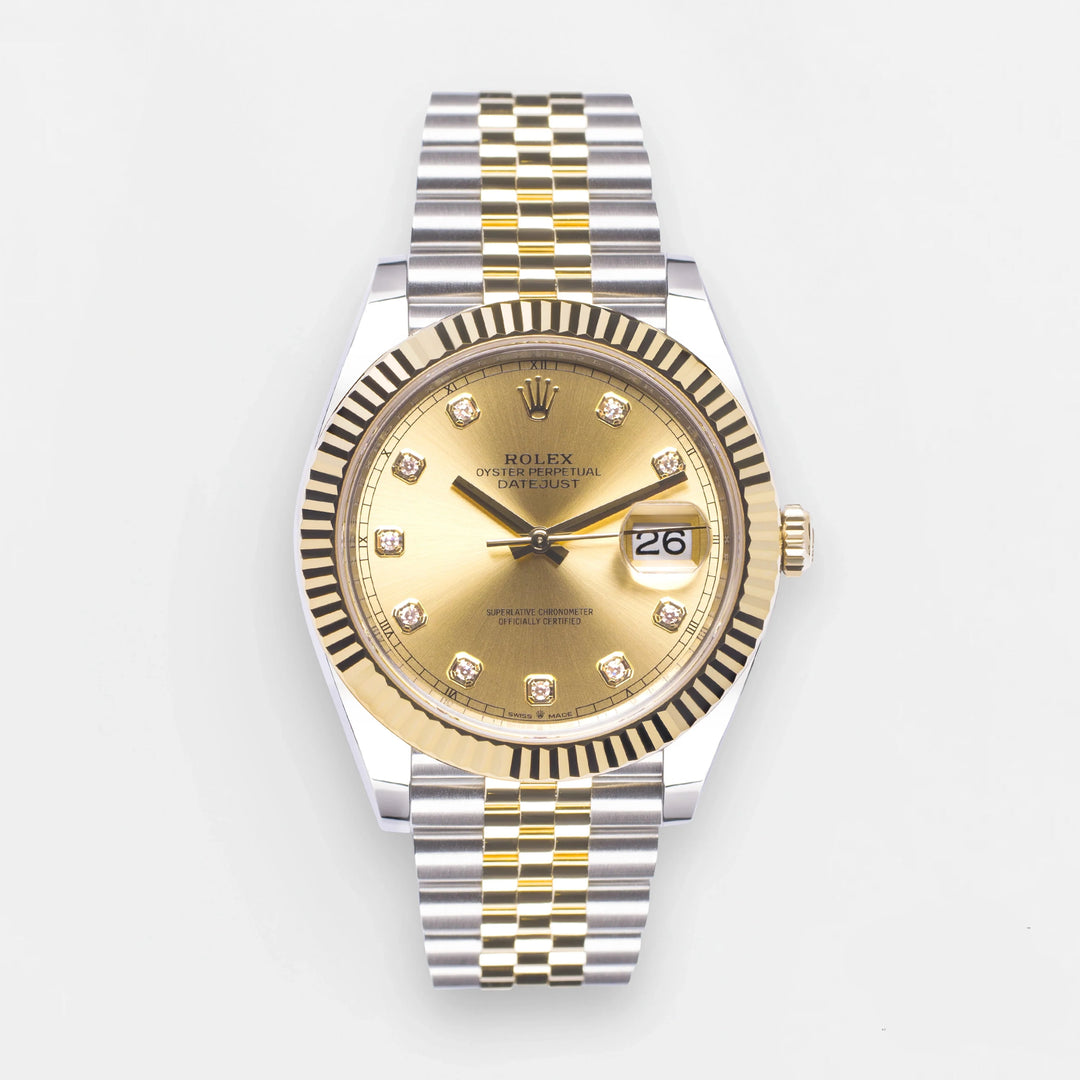 Rolex Datejust41 41mm Steel/YG Champagne Dial Diamond Markers 2024 Ref m126333-0012 (#930)