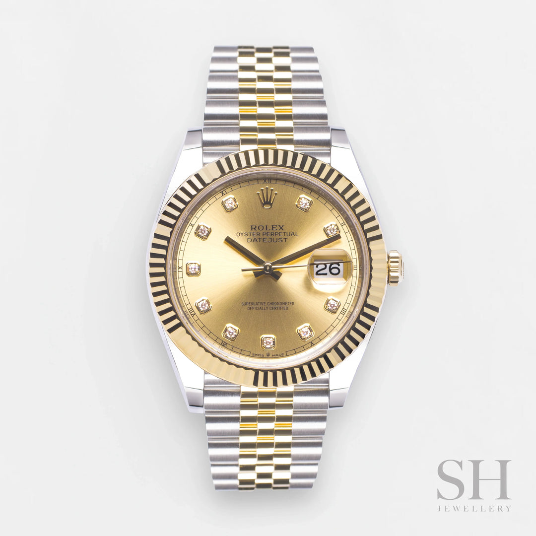 Rolex Datejust41 41mm Steel/YG Champagne Dial Diamond Markers 2023 Ref m126333-0012 (#473)