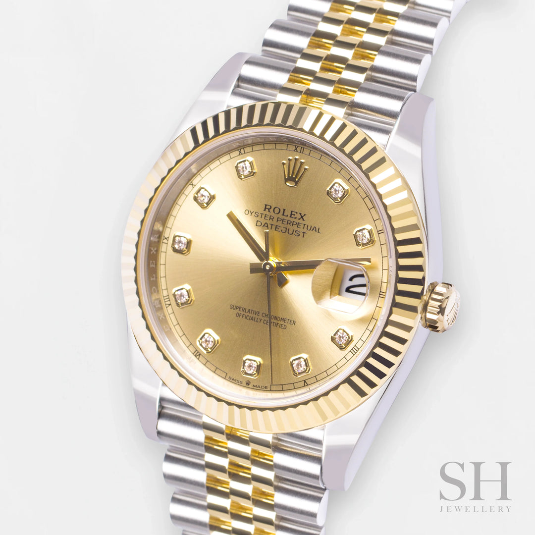 Rolex Datejust41 41mm Steel/YG Champagne Dial Diamond Markers 2023 Ref m126333-0012 (#473)