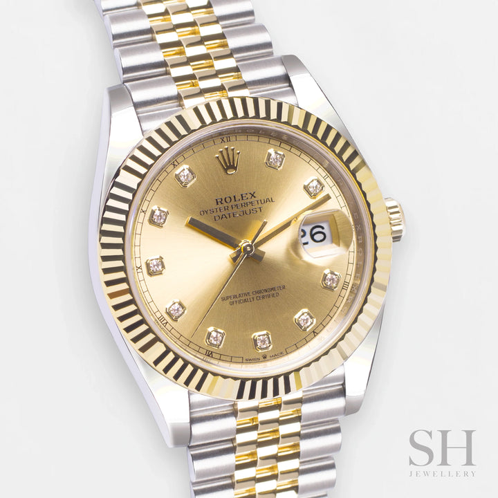 Rolex Datejust41 41mm Steel/YG Champagne Dial Diamond Markers 2024 Ref m126333-0012 (#930)