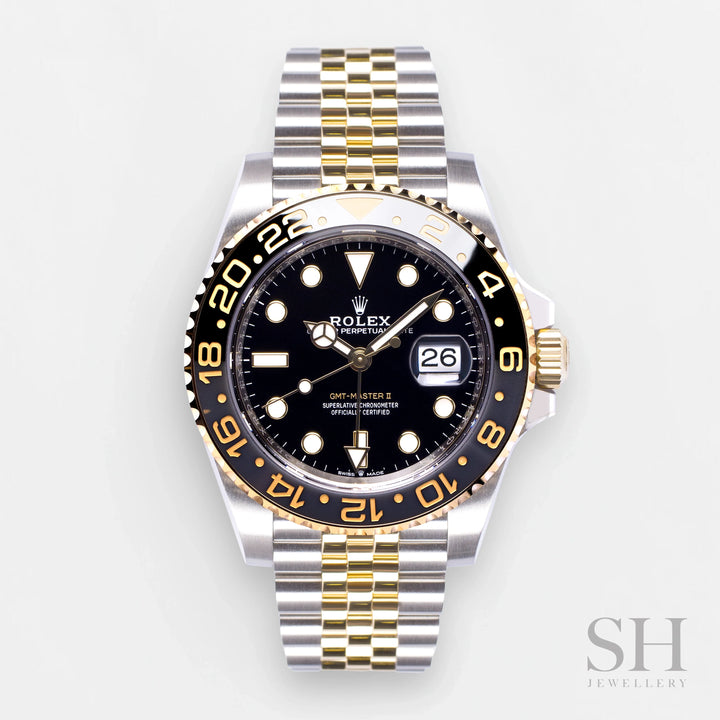 Rolex GMT-Master II 40mm Steel/YG Black Dial Button Markers 2023 Ref m126713grnr-0001 (#398)